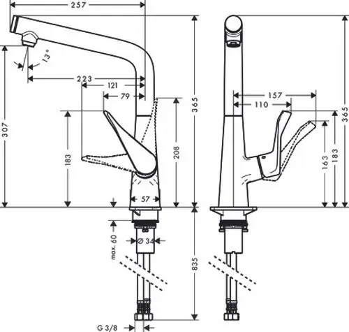 Hansgrohe HG Spültischmischer 320 Metris Select M71 Eco 1jet edelstahl-optik, 14785800, Artikel in Kategorie
